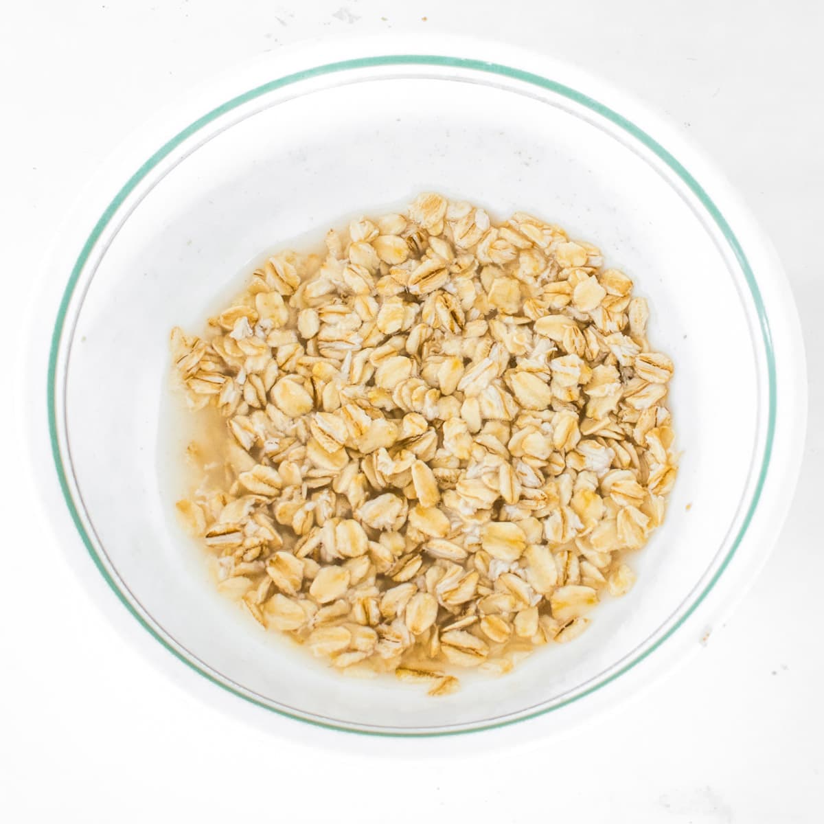 soaked oats in a bowl. 