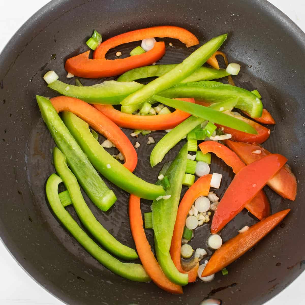 sauteed veggies in the nonstick.
