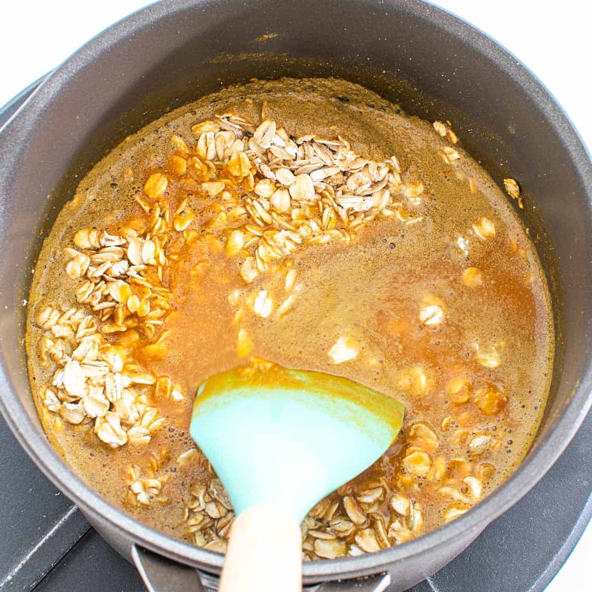 oats in the saucepan along with other ingredients.