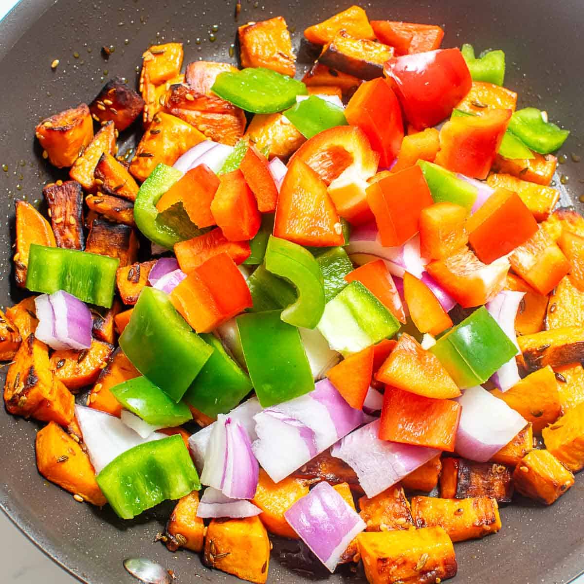 all the vegetables in the pan.