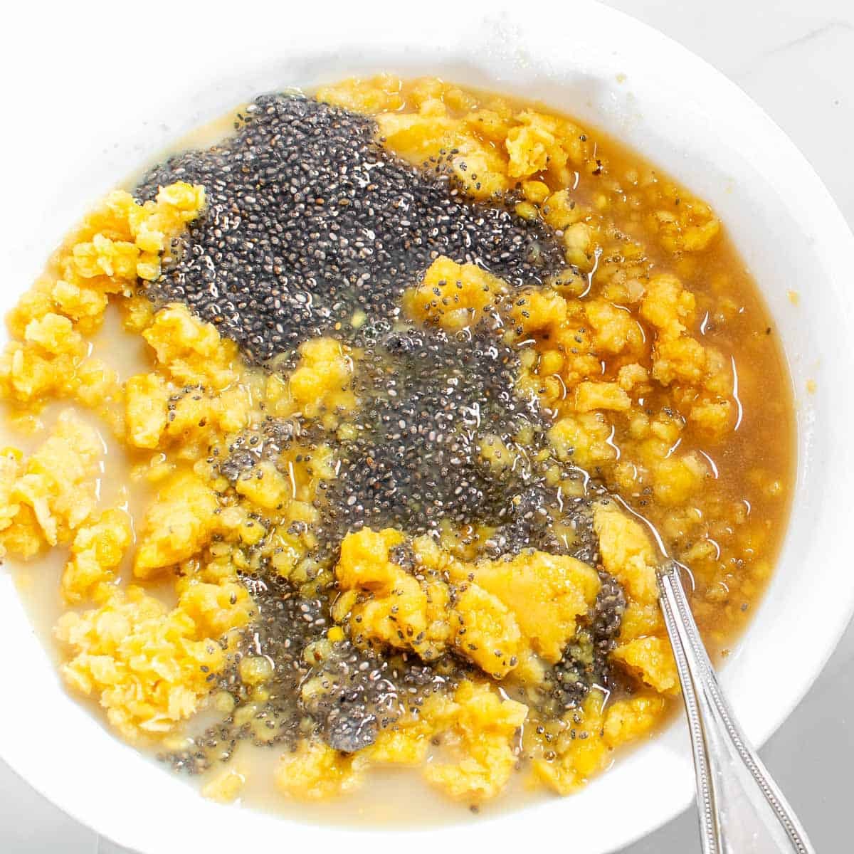 wet ingredients in a large mixing bowl.