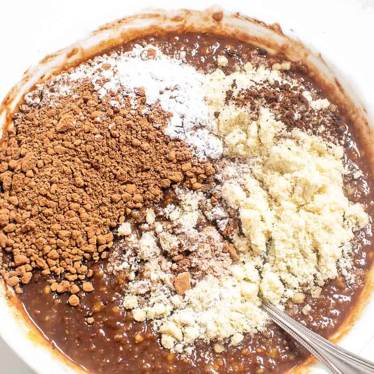 dry ingredients into the wet ingredients in the mixing bowl.