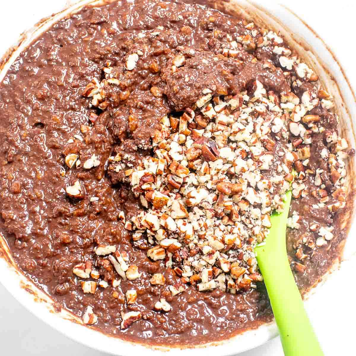 pecans folded into the batter. 