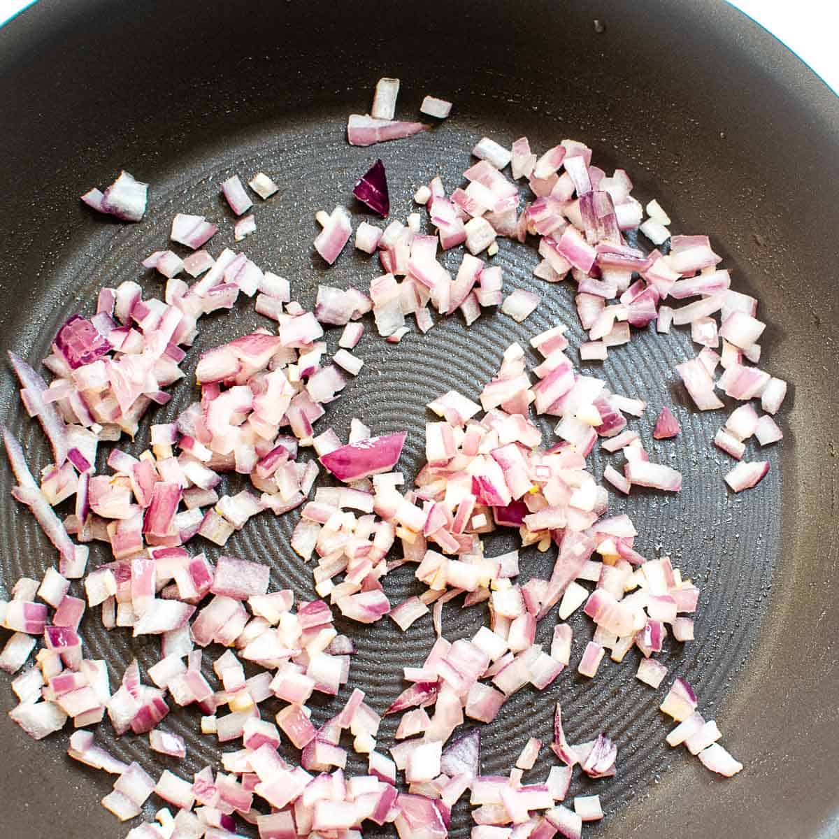 sauteed onion garlic in a nonstick pan.