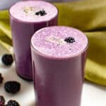 a close up view of served blackberry smoothie.