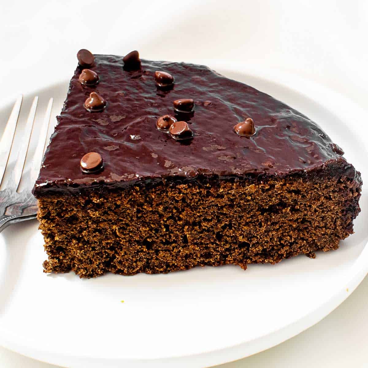 a close view of a cake slice.