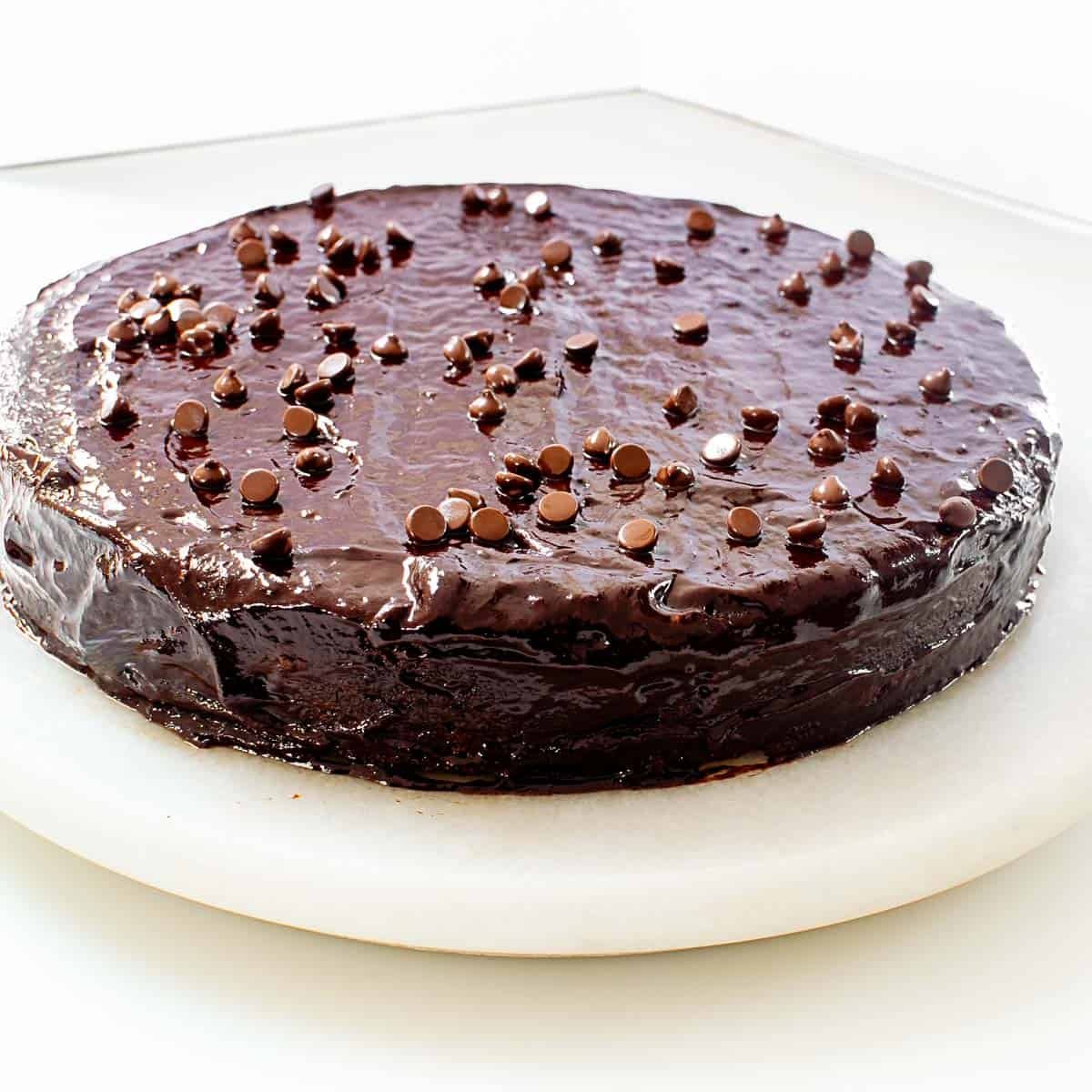 a front view of the whole buckwheat cake. 
