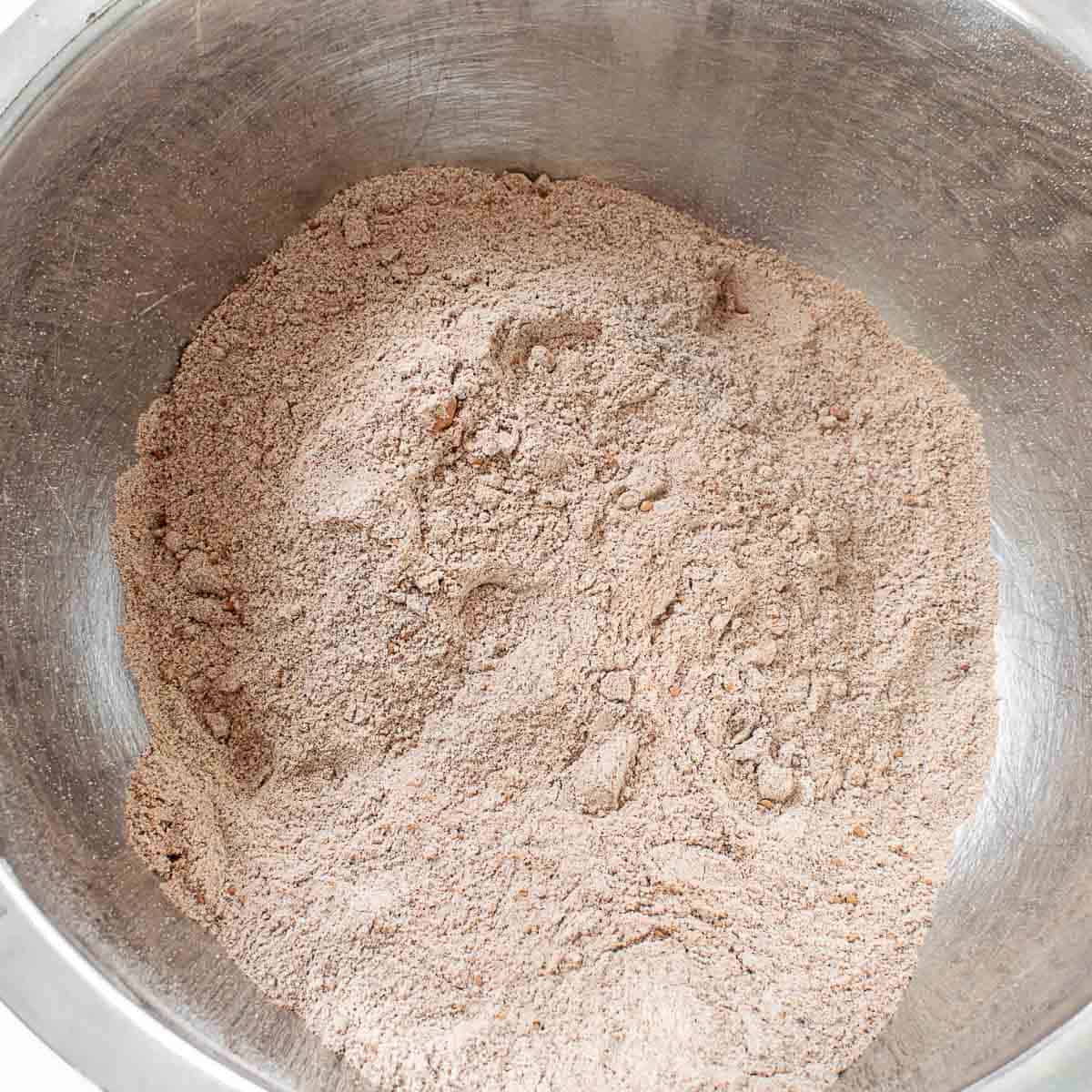 flour mixture in a mixing bowl. 