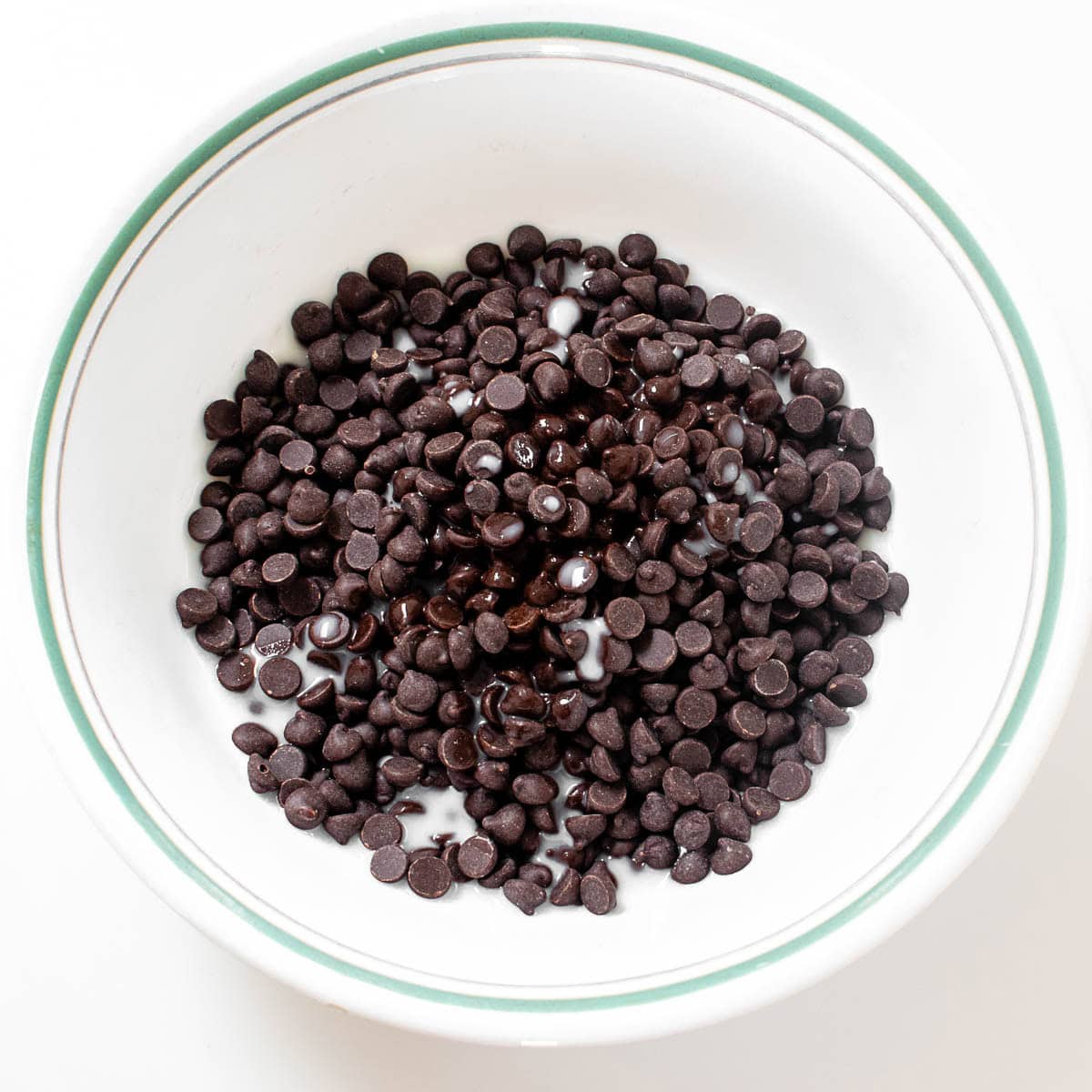 chocolate chips in another bowl ready to melt.