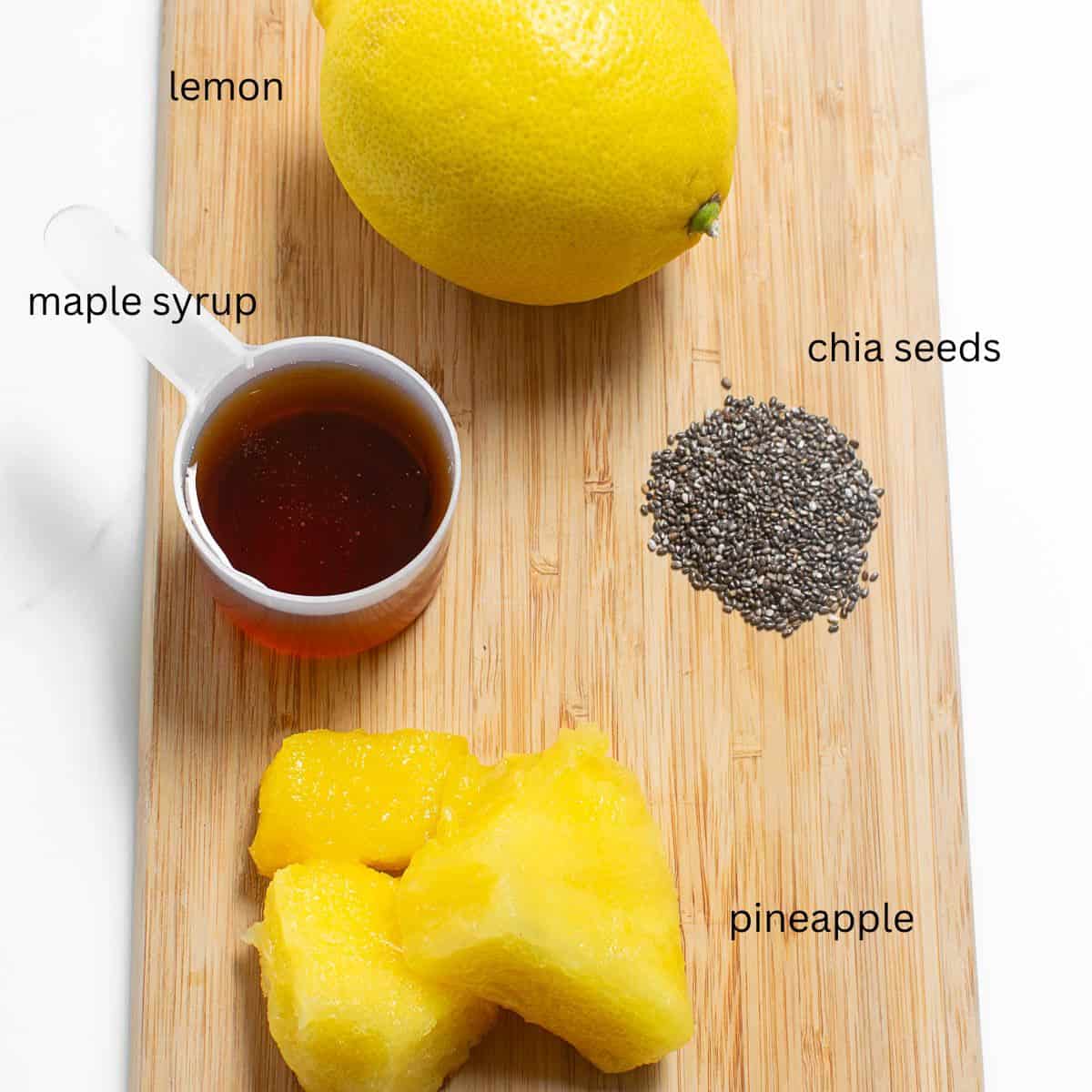 top view of the ingredients on a wooden board.