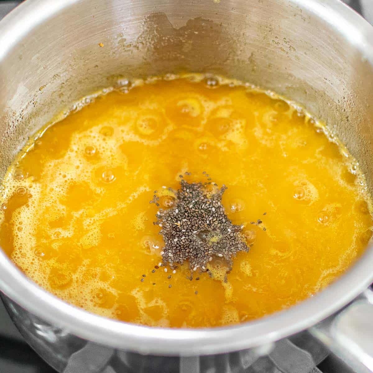 chia seeds stirred in while cooking.