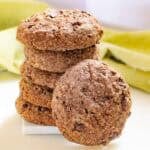ragi cookie with a front focus leaning on its stack.
