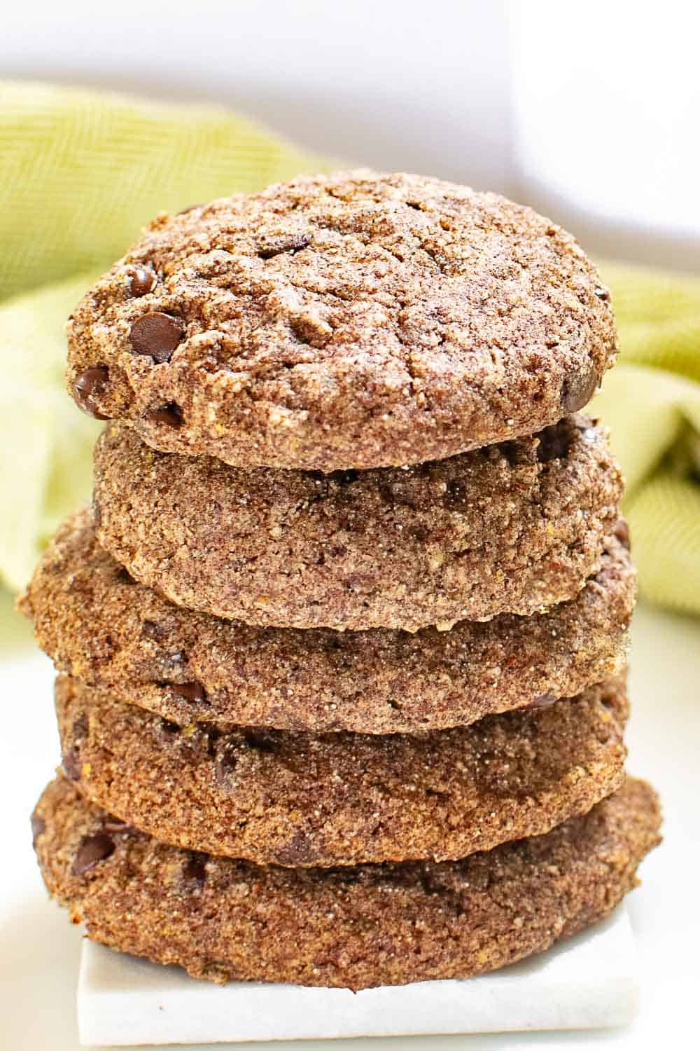 a tall stack of ragi cookies.