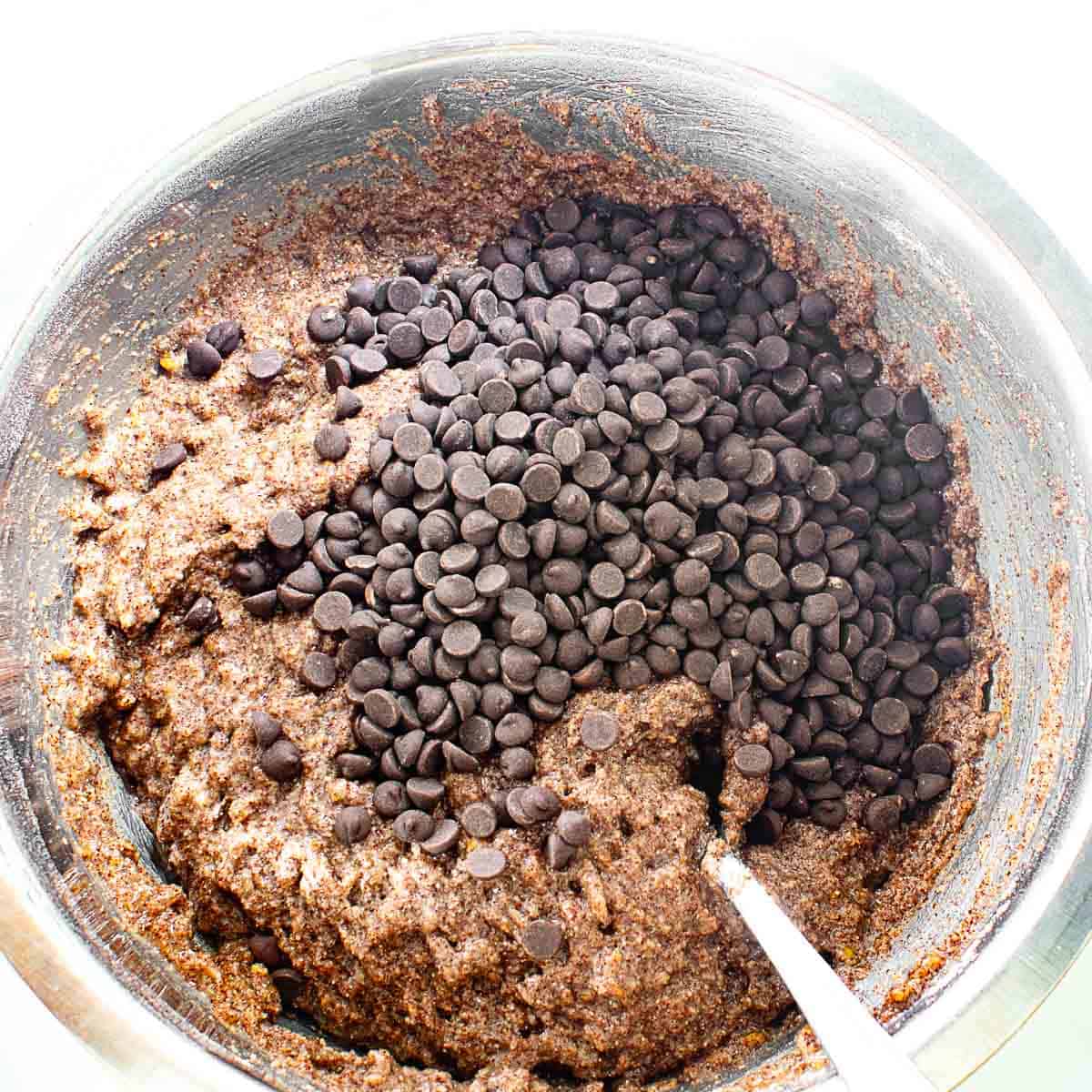 chocolate chips folded into the batter.
